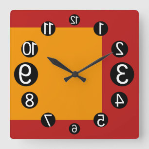 GEOMESKY NUMBERS UPSIDE DOWN BY MASANSER PIXELAT SQUARE WALL CLOCK