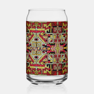 Geomethric Tribal/Ethnic Pattern Can Glass