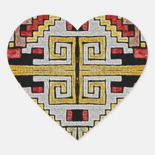 Geomethric Tribal/Ethnic Pattern Heart Sticker