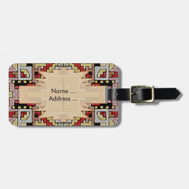 Geomethric Tribal/Ethnic Pattern Luggage Tag (Front Horizontal)