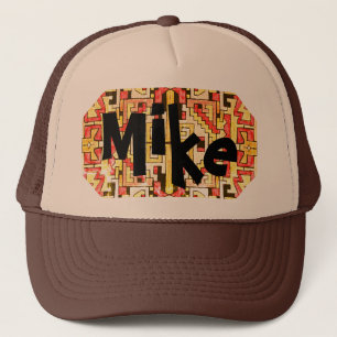 Geomethric Tribal/Ethnic Pattern & Name Trucker Hat