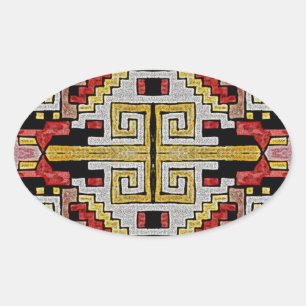 Geomethric Tribal/Ethnic Pattern Oval Sticker