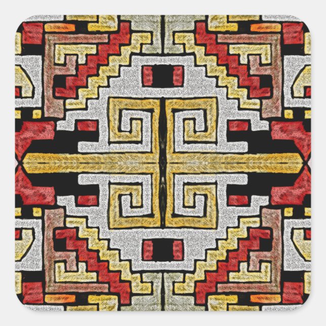 Geomethric Tribal/Ethnic Pattern Square Sticker (Front)