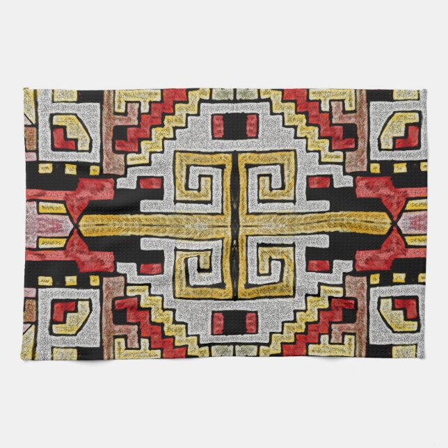 Geomethric Tribal/Ethnic Pattern Tea Towel (Horizontal)