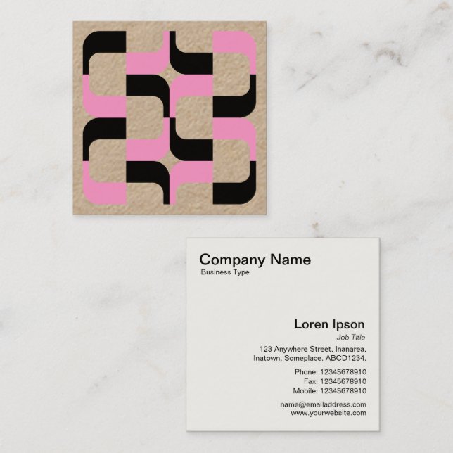 Geometric 020614 - Black and Pink Square Business Card (Front/Back)