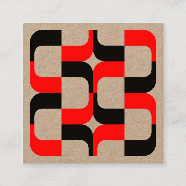 Geometric 020614 - Black and Red Square Business Card (Front)