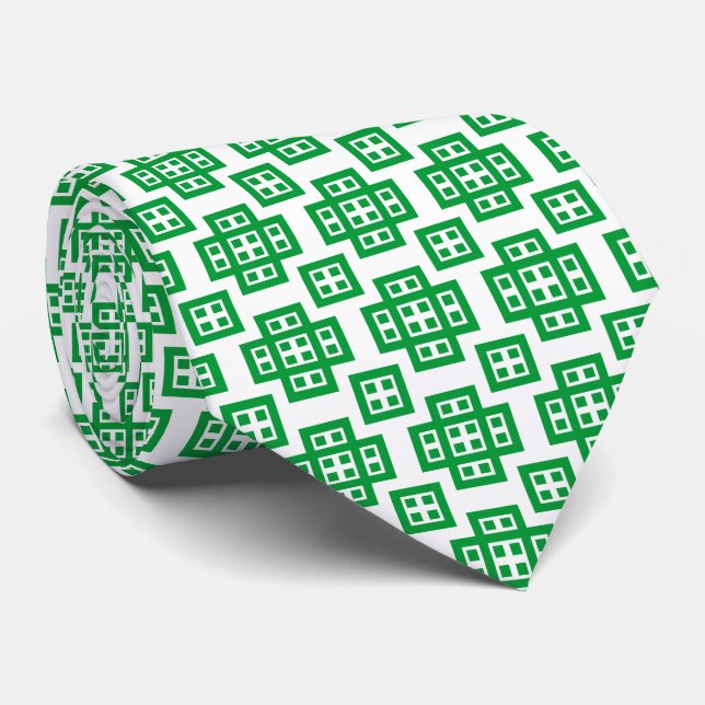 Geometric 030614 - Grass Green on White Tie (Rolled)