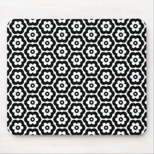 Geometric 280514 (03) - Black on White Mouse Mat