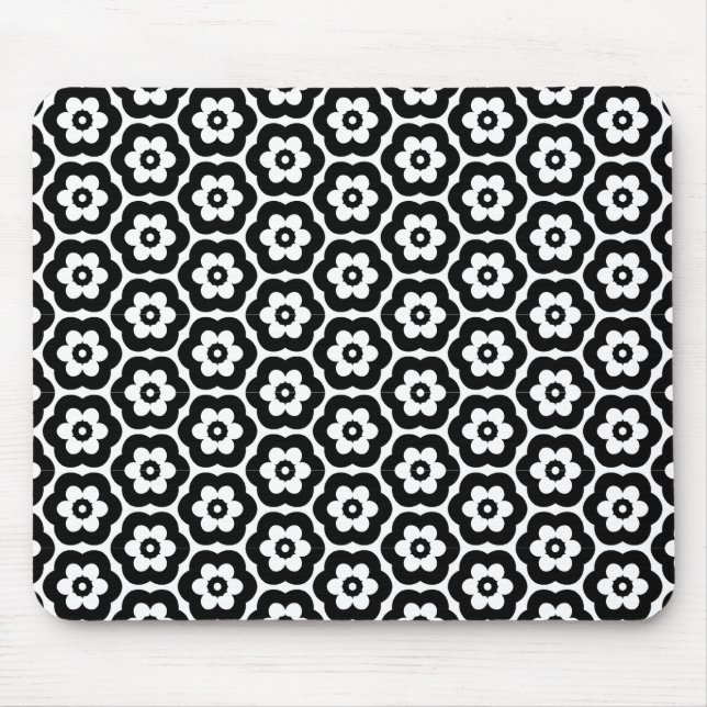 Geometric 280514 (03) - Black on White Mouse Mat (Front)