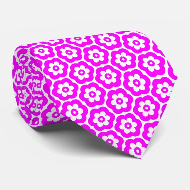 Geometric 280514 (03) - Magenta on White Tie (Rolled)