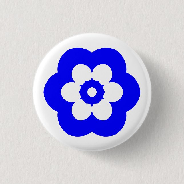 Geometric 290514 (3) - Blue on White 3 Cm Round Badge (Front)