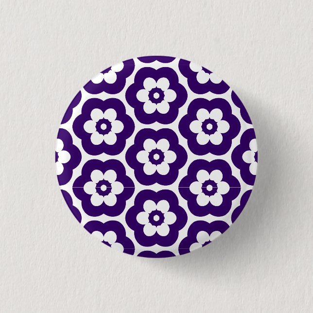 Geometric 290514 (3) - Deep Purple on White 3 Cm Round Badge (Front)
