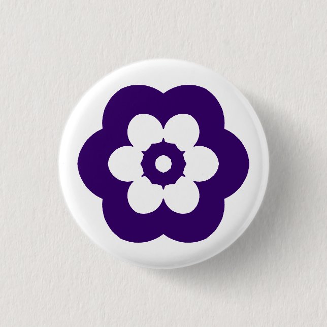 Geometric 290514 (3) - Deep Purple on White 3 Cm Round Badge (Front)