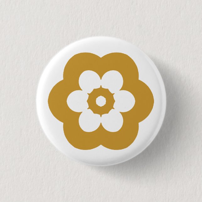 Geometric 290514 (3) - Gold Brown on White 3 Cm Round Badge (Front)
