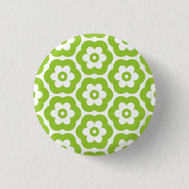 Geometric 290514 (3) - Martian Green on White 3 Cm Round Badge (Front)