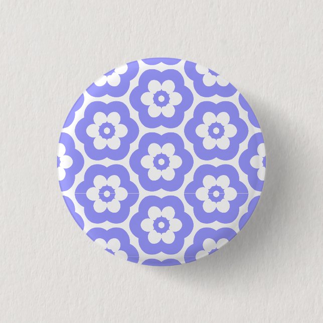 Geometric 290514 (3) - Powder Blue on White 3 Cm Round Badge (Front)
