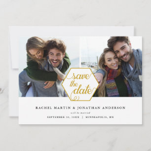Geometric 2 Photo Collage Wedding Save the Date