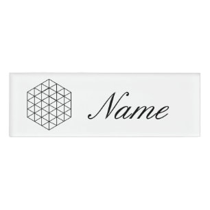 Geometric 3-D Cube Thunder_Cove Name Tag