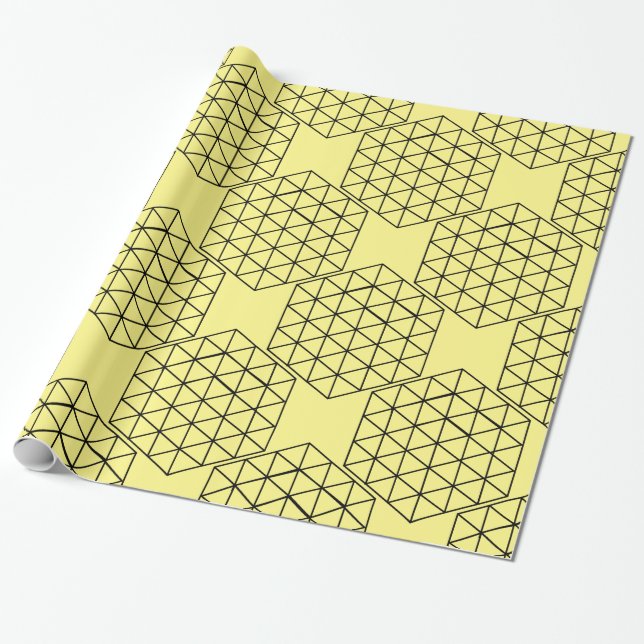 Geometric 3-D Cube Thunder_Cove Wrapping Paper (Unrolled)