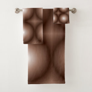 Geometric 3D Circle Dark Brown Mocha Mousse White  Bath Towel Set