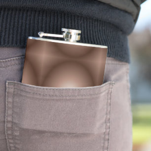 Geometric 3D Circle Dark Brown Mocha Mousse White Hip Flask