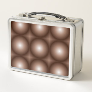 Geometric 3D Circle Dark Brown Mocha Mousse White Metal Lunch Box