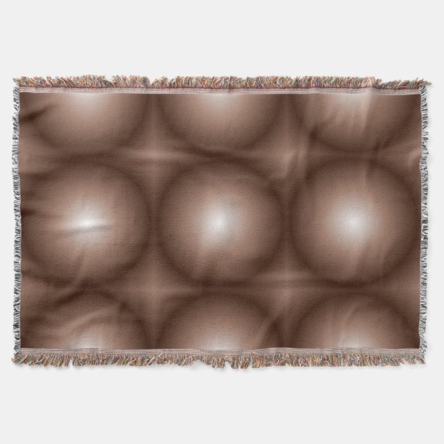 Geometric 3D Circle Dark Brown Mocha Mousse White  Throw Blanket (Front)