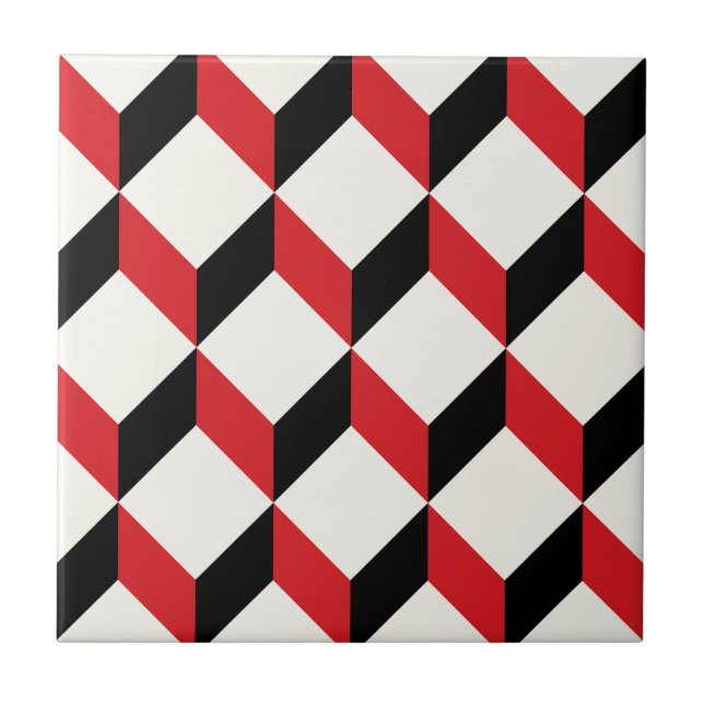 Geometric 3d cube pattern - retro design tile (Front)