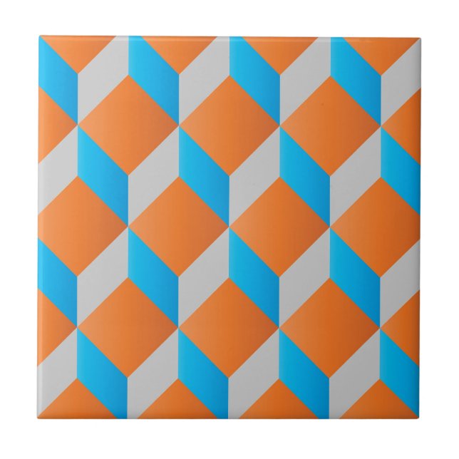 Geometric 3d cube pattern - retro design tile (Front)