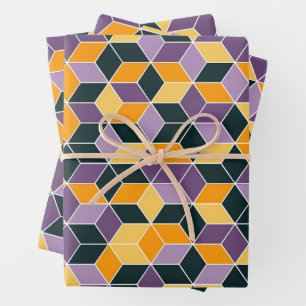 Geometric 3D Cube Seamless Pattern Wrapping Paper Sheet