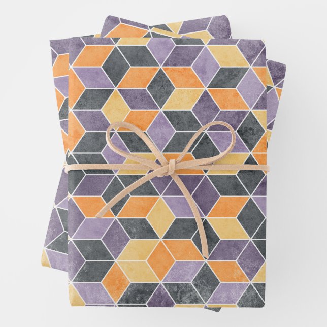 Geometric 3D Cube Seamless Pattern Wrapping Paper Sheet (In situ)