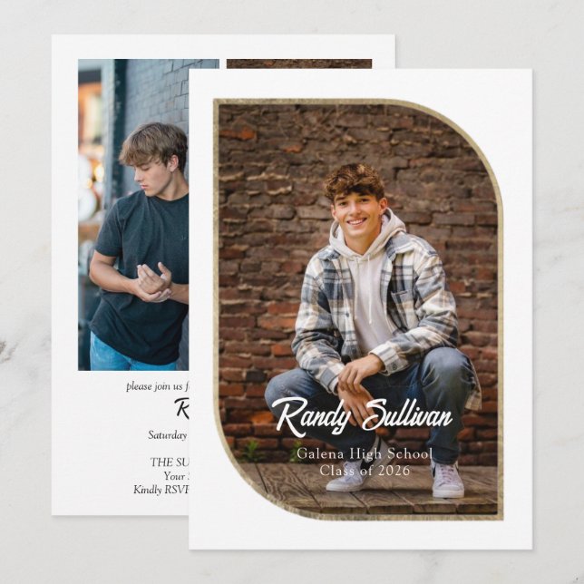 Geometric 4-Image Graduation Invitation (Front/Back)