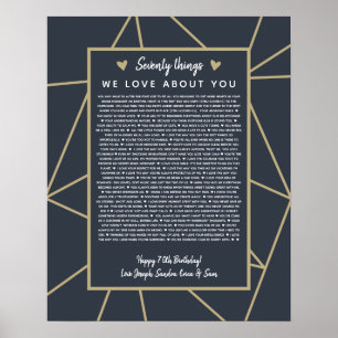 geometric 60 reasons we love you gold poster