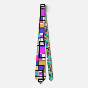 Geometric 80's Pink Green Shapes Pattern Tie