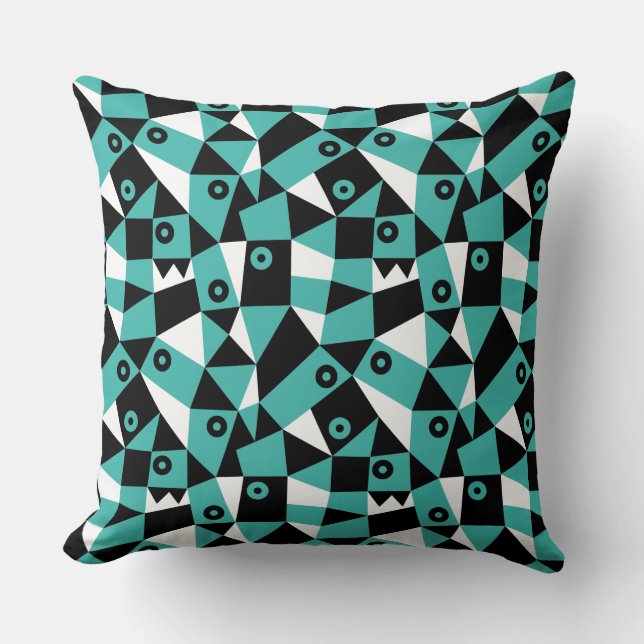 Geometric Abstract 030919 - Blue Green Cushion (Front)