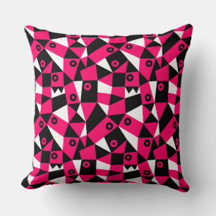 Geometric Abstract 030919 - Neon Red Cushion