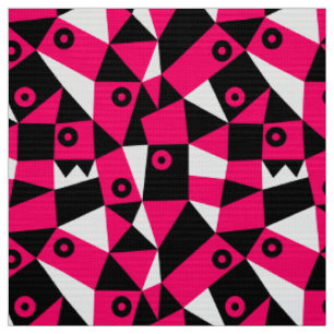 Geometric Abstract 030919 - Neon Red Fabric