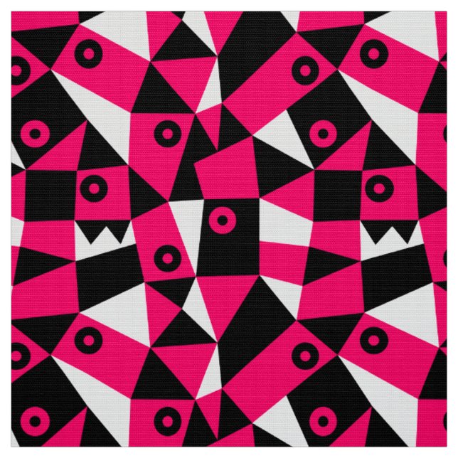 Geometric Abstract 030919 - Neon Red Fabric (Swatch)