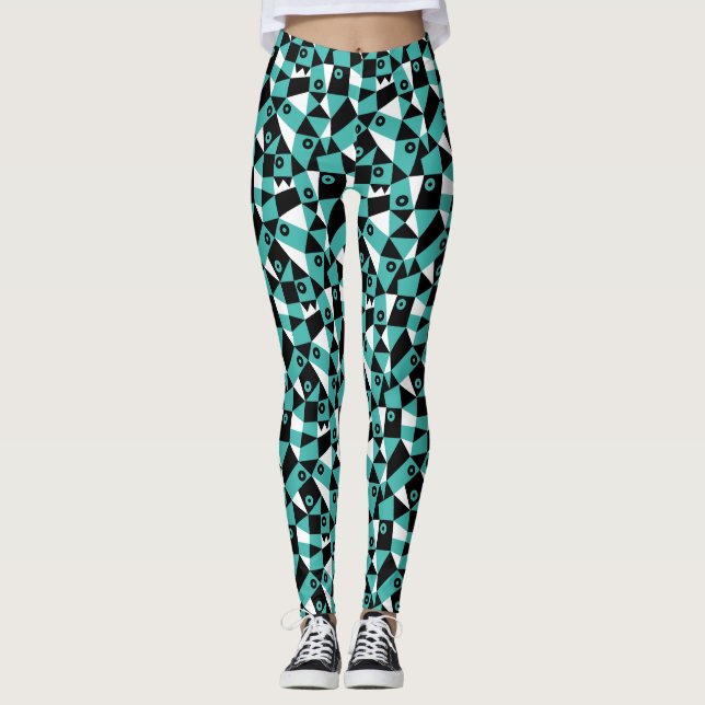 Geometric Abstract 030919 - Sea Green Leggings (Front)