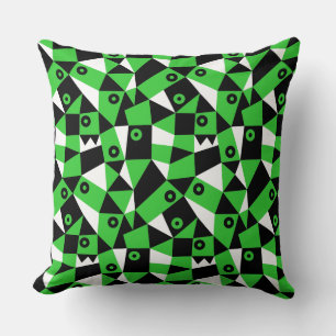 Geometric Abstract 030919 - Spring Green Cushion