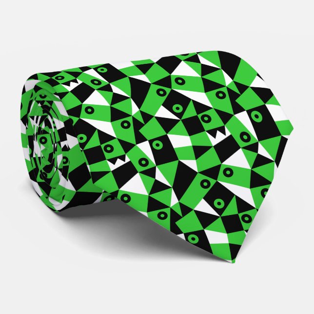 Geometric Abstract 030919 - Spring Green Tie (Rolled)