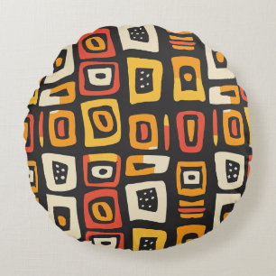 Geometric Abstract African Pattern Round Cushion
