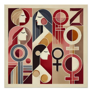Geometric Abstract Art Celebrating Women Poster