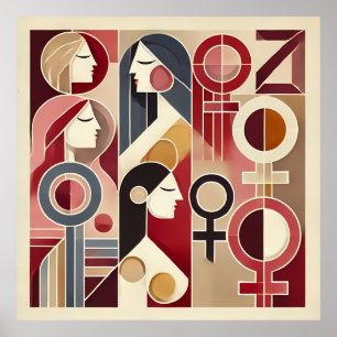 Geometric Abstract Art Celebrating Women Poster