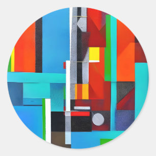 Geometric Abstract Art Shapes Classic Round Sticker