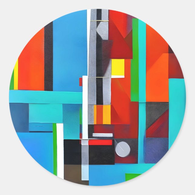 Geometric Abstract Art Shapes Classic Round Sticker (Front)