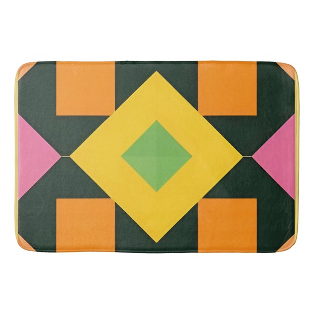 Geometric Abstract Art with Vibrant Colours Bath Mat (Front)