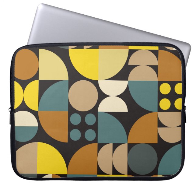 Geometric abstract artwork poster with colourful s laptop sleeve (Front)