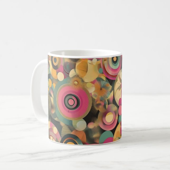 Geometric abstract artwork. retro vintage coffee mug (Front Left)