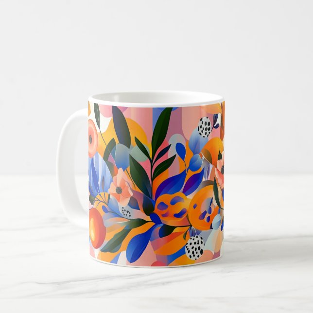 Geometric abstract artwork.  Style: Non-figurative Coffee Mug (Front Left)